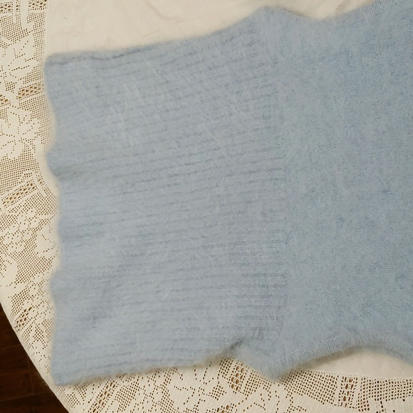 Denise| Blue Fluffy Sleeveless Cowl Neck Sweater Angora Blend - Picture 6 of 9